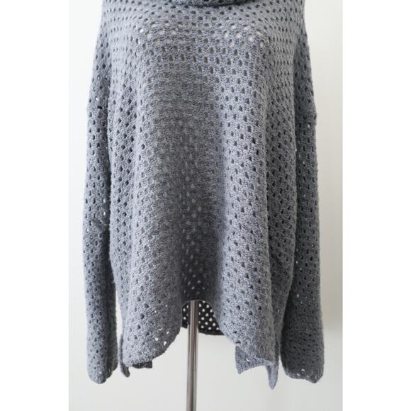 James Perse Size 4 / XL Marina Cowl Neck Sweater Gray Open Knit Wool Blend - Picture 3 of 12